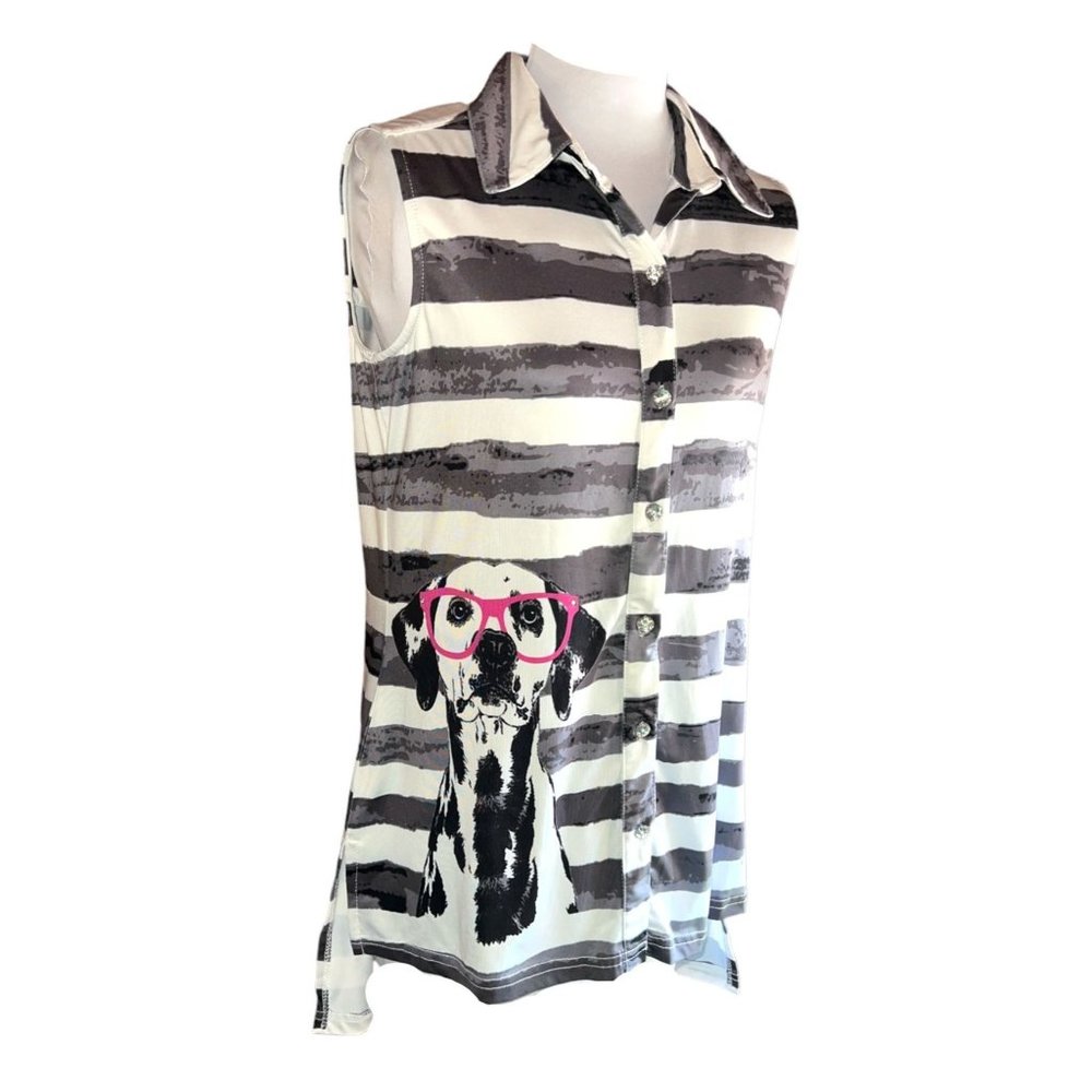 Tango Mango Sleeveless Dalmatian with Pink Glasses Women Size Small - Picture 2 of 9